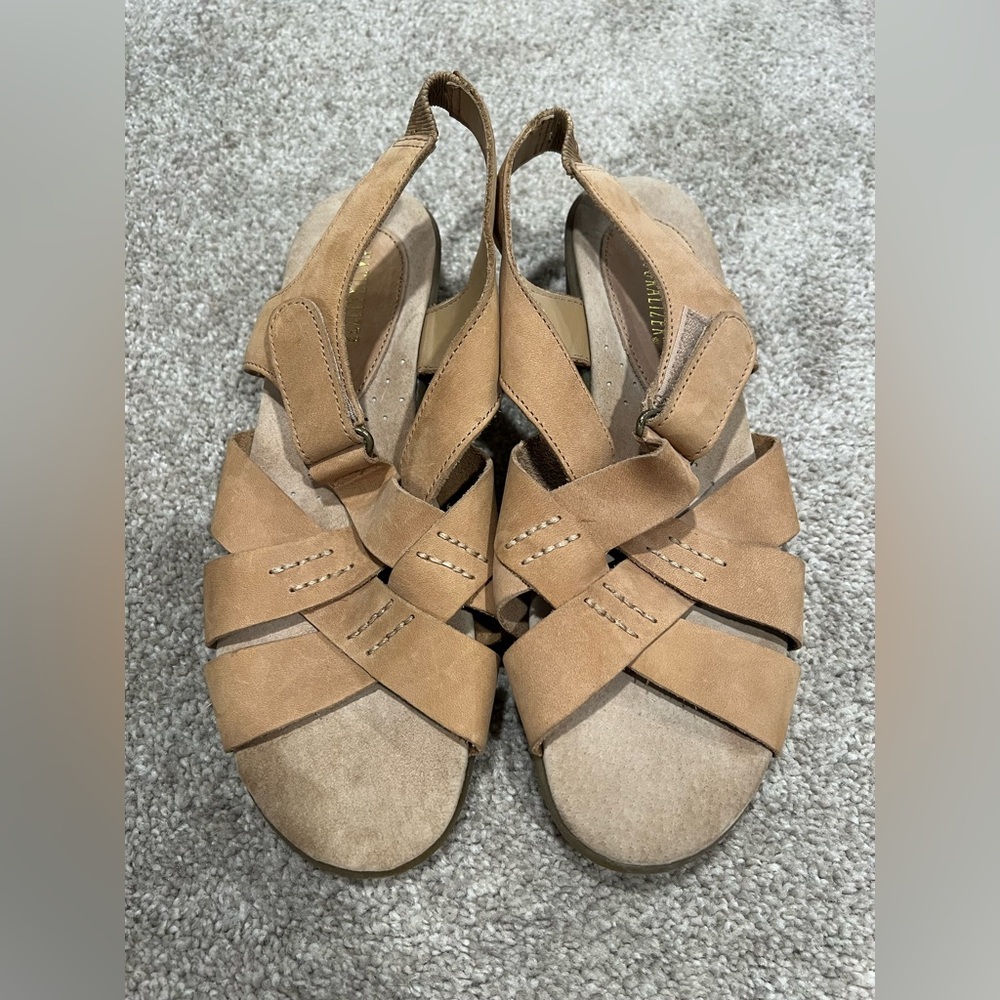 Naturalizer Tan Adjustable Strappy Comfy Leather Sandals Size 9